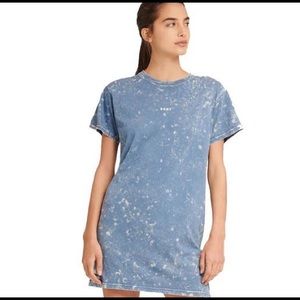 NWT DKNY acid wash t shirt dress denim sky blue